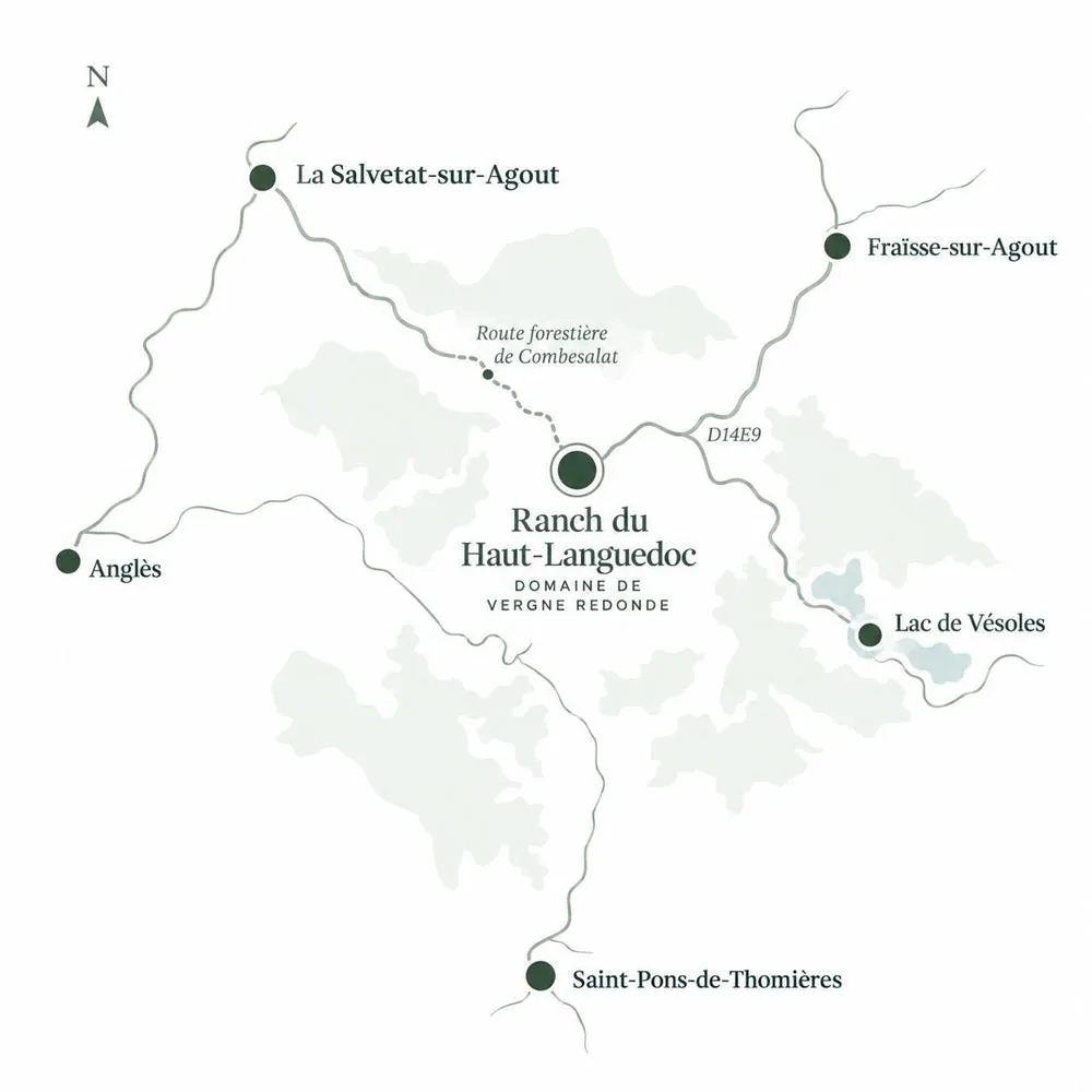 Carte d'accès au ranch depuis La Salvetat-sur-Agout